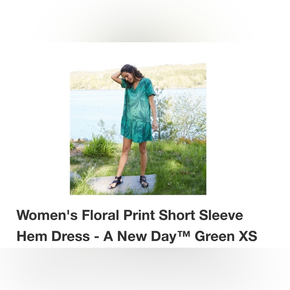 A new day ruffle bem dress. Color floral green :Size XS